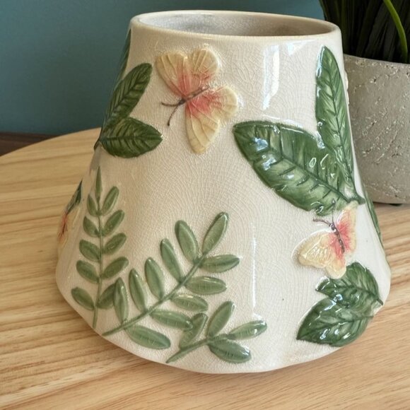 Vintage Yankee Candle Island Butterfly Large Ceramic Jar Shade Leaf & Butterfly - Picture 3 of 9